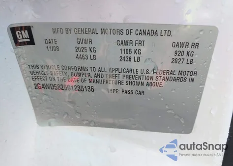 2009 Buick Lacrosse Cxl from USA, damaged, VIN 2G4WD582591235136